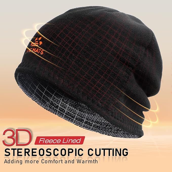 Lvaiz Mens Winter Beanie Hat Warm Fleece Lined Skull Cap for Men Reversible Women Windproof Watch Hat Knit Warm Unisex Beanie