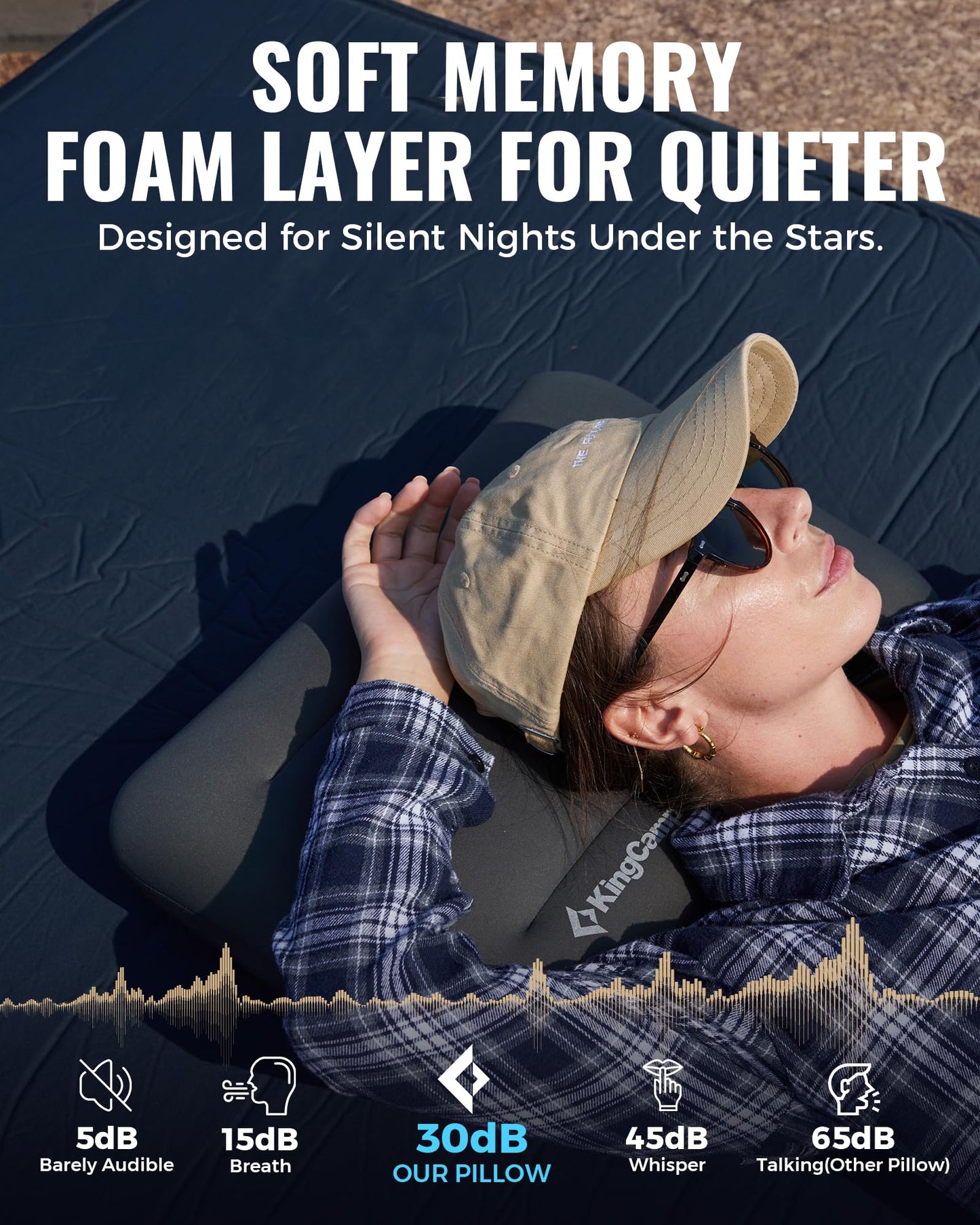 KingCamp Camping Pillow, Extra Large Inflatable Travel Pillow with Air Chamber & Removable Memory Foam Cover Lightweight & Super Comfort for Tent Road Trip Airplane Sleeping Solution Backpacking
