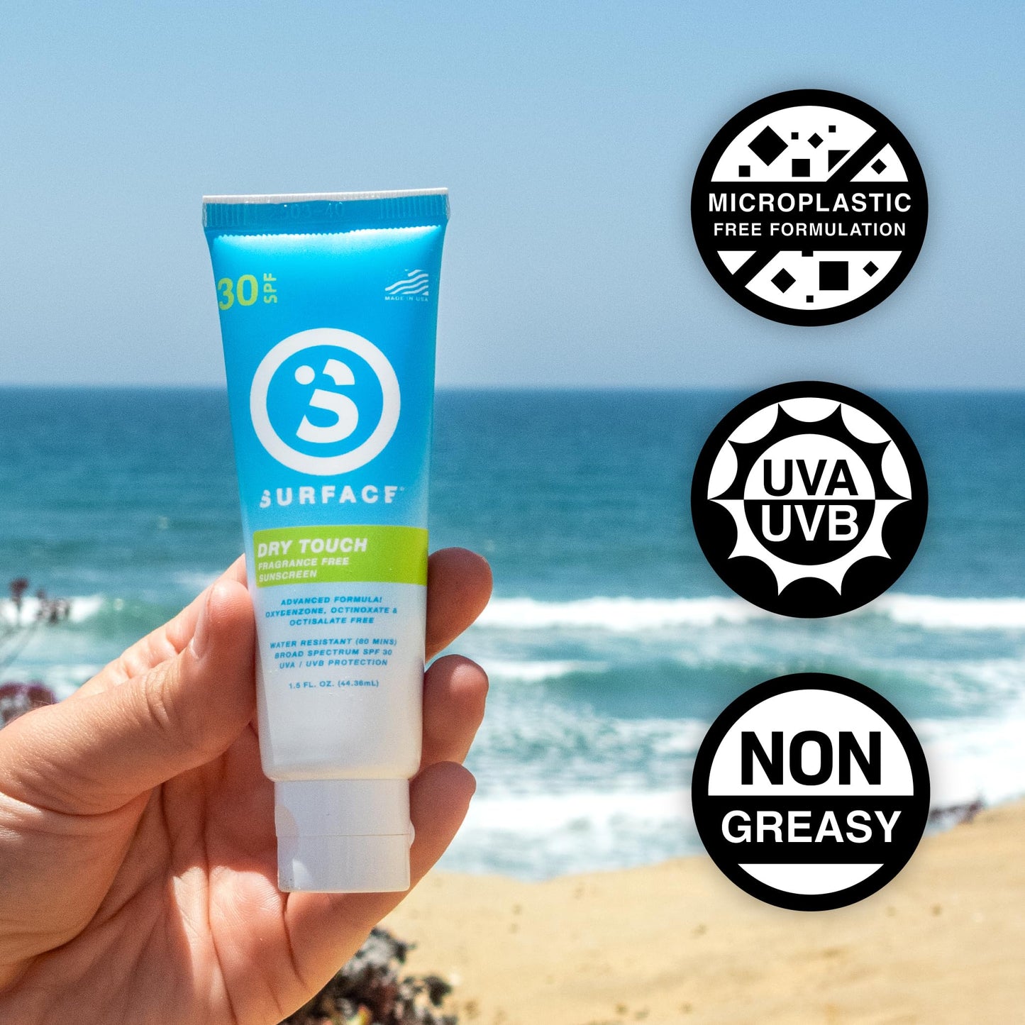 Surface Sunscreen Lotion SPF 50 for Face and Body, Natural Formula, Lightweight and Reef Friendly, Broad Spectrum UVA UVB Protec