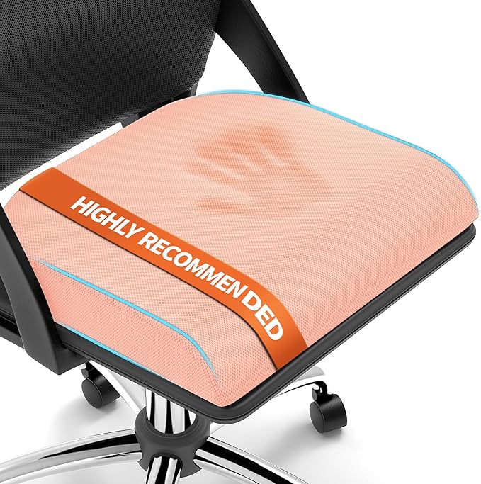 TranquilRelax Large Seat Cushion, Memory Foam Cushion for Long Sitting Hours on Office Chair, Home & Car, Non-Slip Chair Pad for Relieving Back & Sciatica & Hip & Coccyx Pain (Pink)
