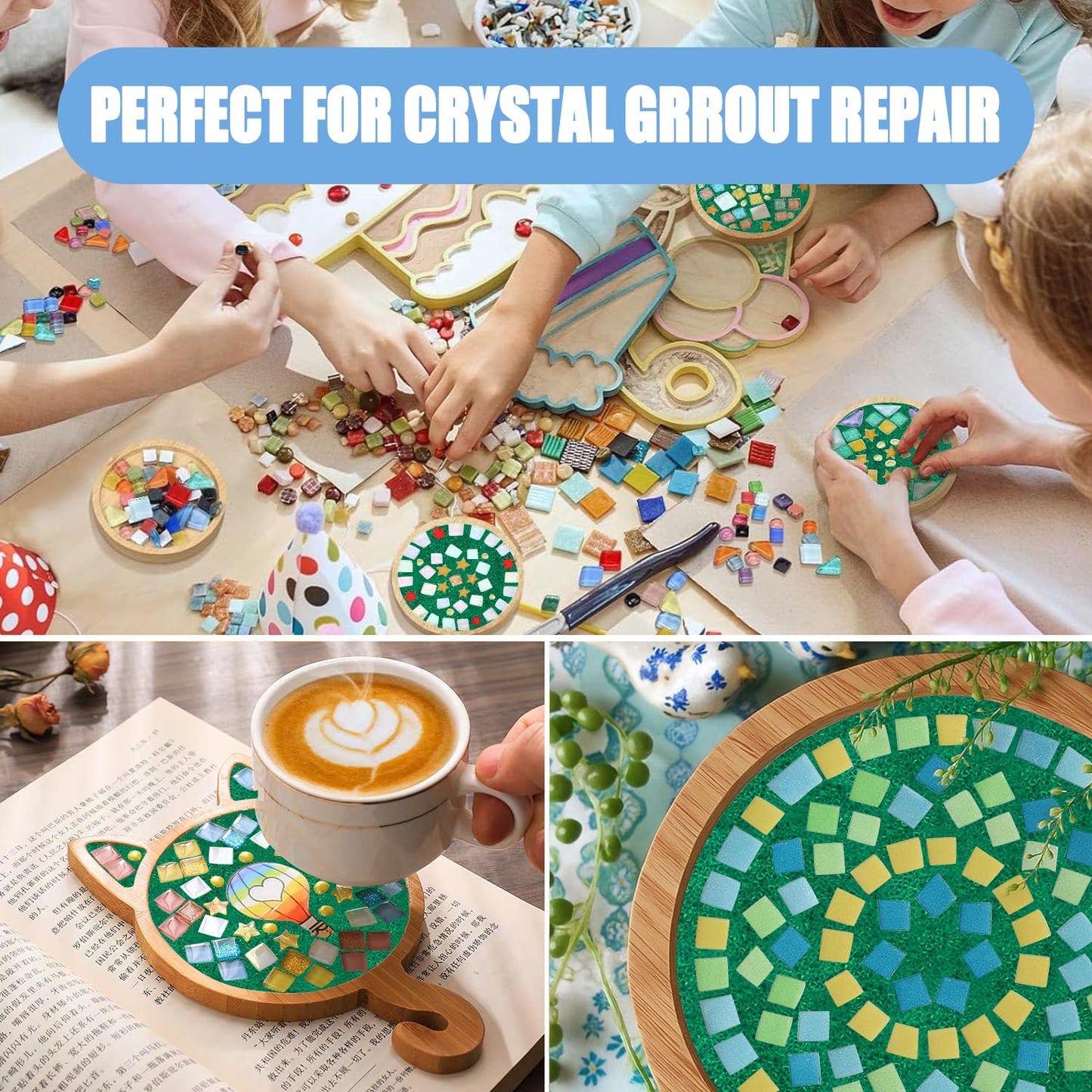 Mosaic Crystal Grout, Mosaics Tile Tools, Mosaic Tile Accessories – Essential for Handmade Grouting and Perfect for DIY Craft Projects (Green, 8.8oz)