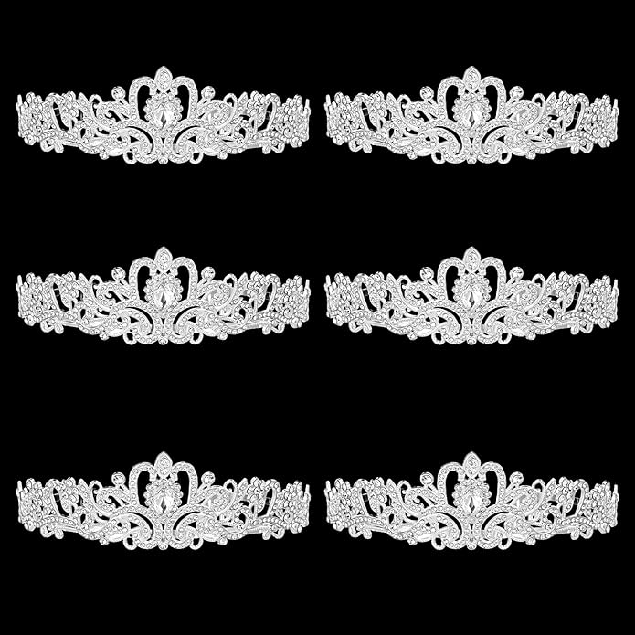6 Pcs Crystal Tiara and Crowns for Women Girls Princess Rhinestone Crown Queen Headband with Combs Bride Tiara for Birthda...