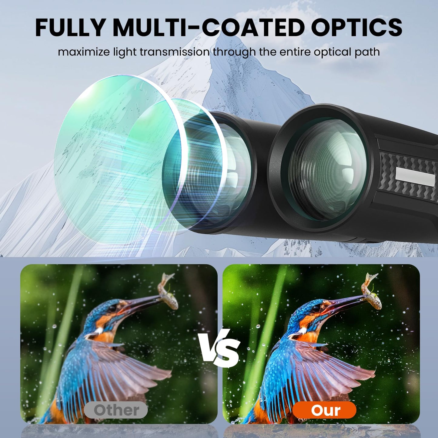 Premium ED HD Binoculars 10x42 for Adults, Waterproof & Fogproof with Magnesium Alloy Body, BAK4 Prism - High Power Binoculars for Bird Watching, Hunting, Travel & Outdoor Sports, Compact