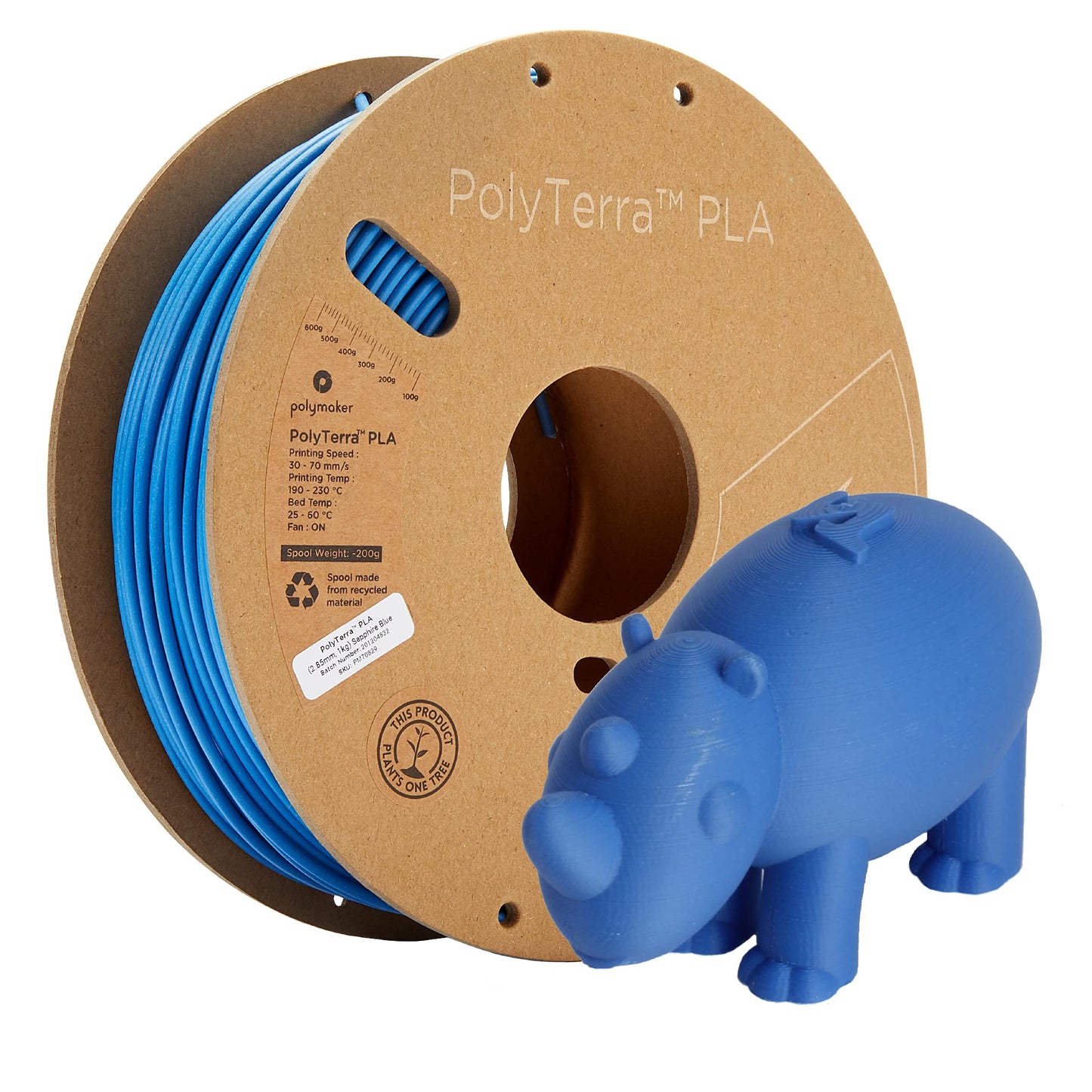 Polymaker Matte Pla Filament Matte Sapphire Blue 2.85Mm 1Kg 3D Printing Filament, Polyterra 3D Printer Pla Filament