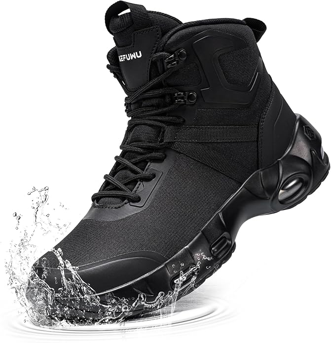 KEFUWU Military Tactical Boots Women Wide Waterproof 6 Inches Lightweight Durable Side-Zip Combat Hiking Work Boots Non Slip