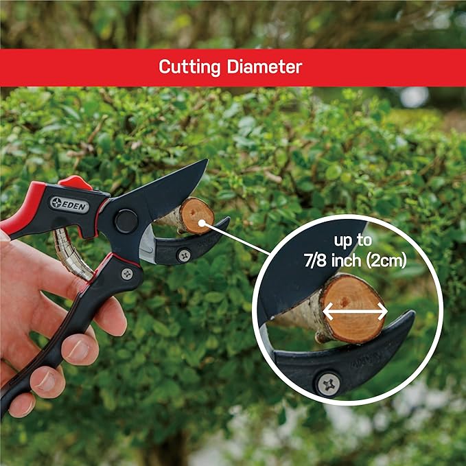 Eden 39000 Heavy Duty Adjustable Anvil Pruning Shears for Gardening, Hand Pruners, Stem Cutter, Branch Trimmer, Garden Clippers