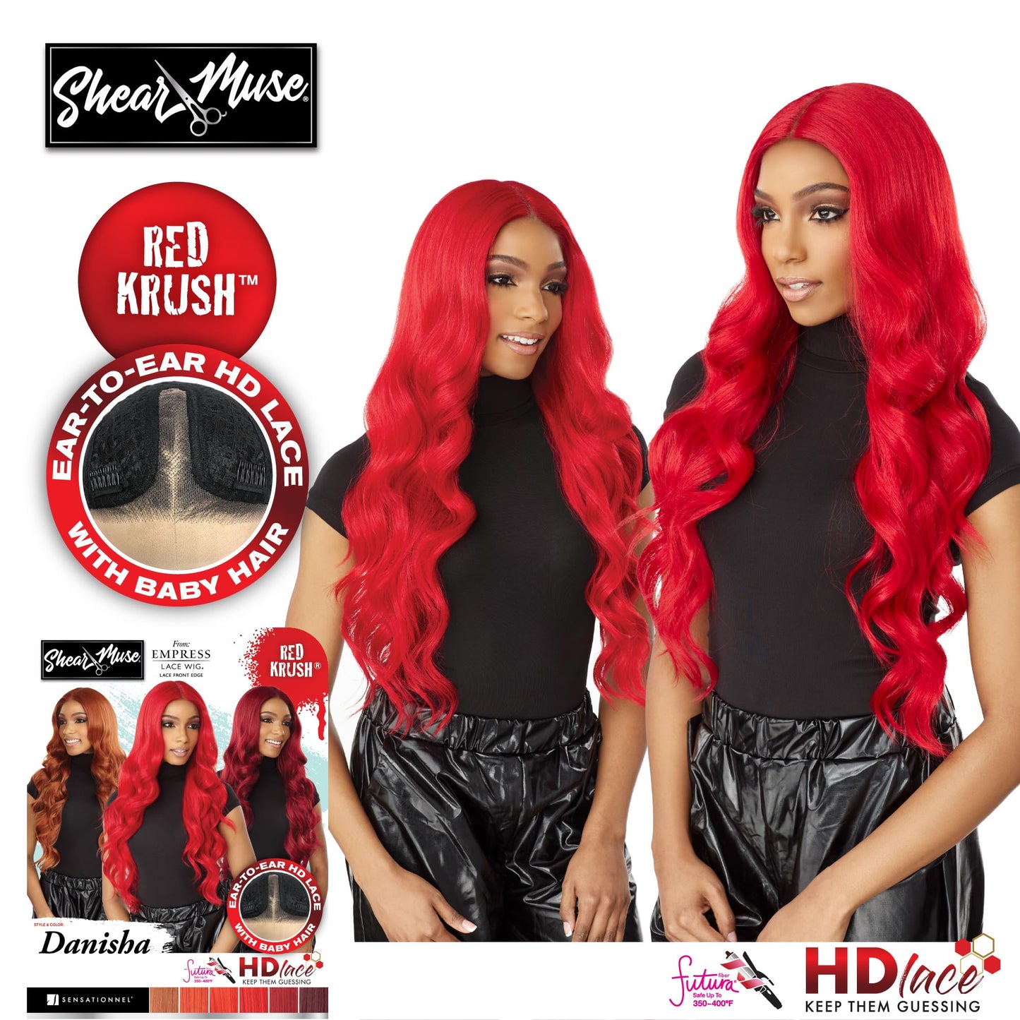 Sensationnel Shear Muse Lace Wig - Danisha Deep Laceparting Hand Tied Ready to Wear Synthetic Prestyled Units (APPLERED)