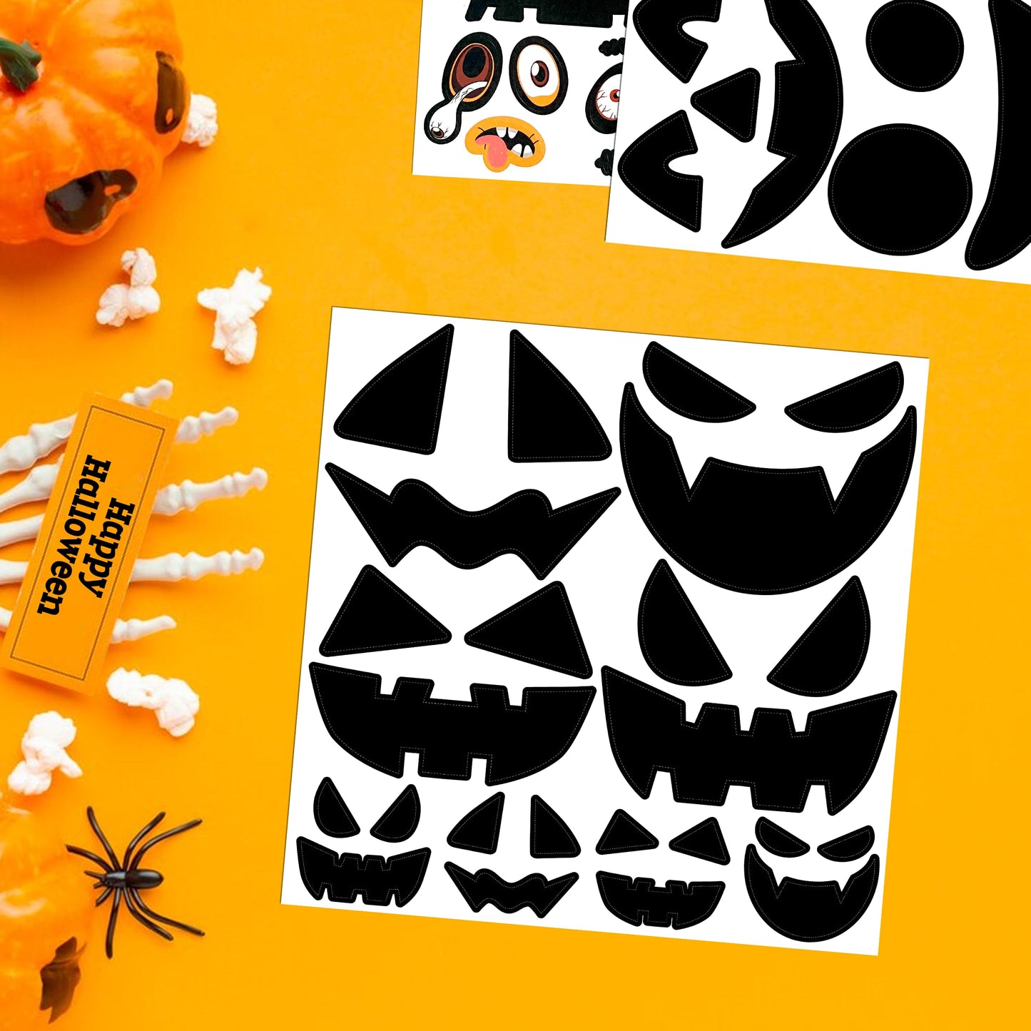 LINAYE 40 PCS Pumpkin Decorating Stickers, Halloween Jack-O-Lantern Face Stickers for Craft, Make Your Own Pumpkin Face Decorating Kit, Halloween Game Activities Gifts Party Favors for Kids