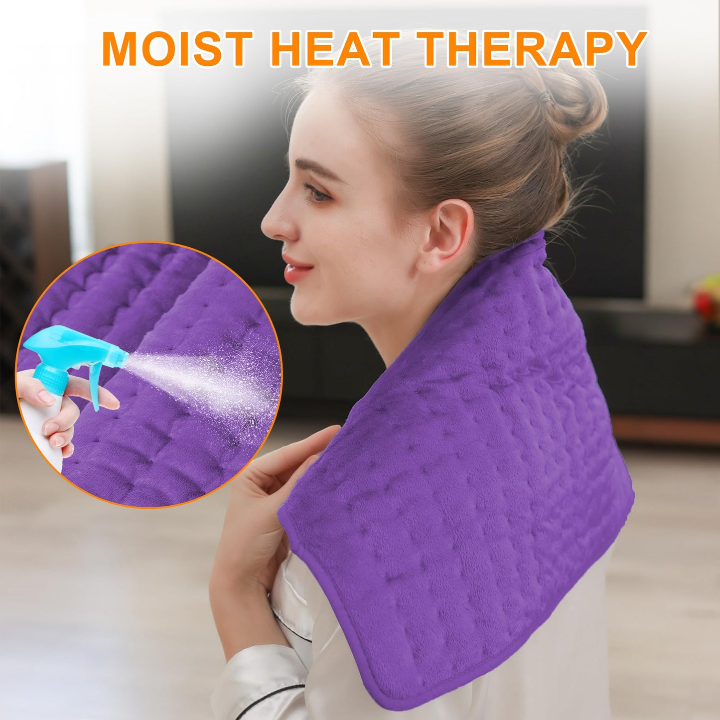 Deepsoon Heating Pad,Electric Heating Pads for Back,Neck,Abdomen,Moist Heating Pad for Shoulder,Knee,Arms,Legs,Dry/Moist Heat & Auto Shut Off,Christmas Gifts for Men and Women,Dark Purple,24x12 Inch