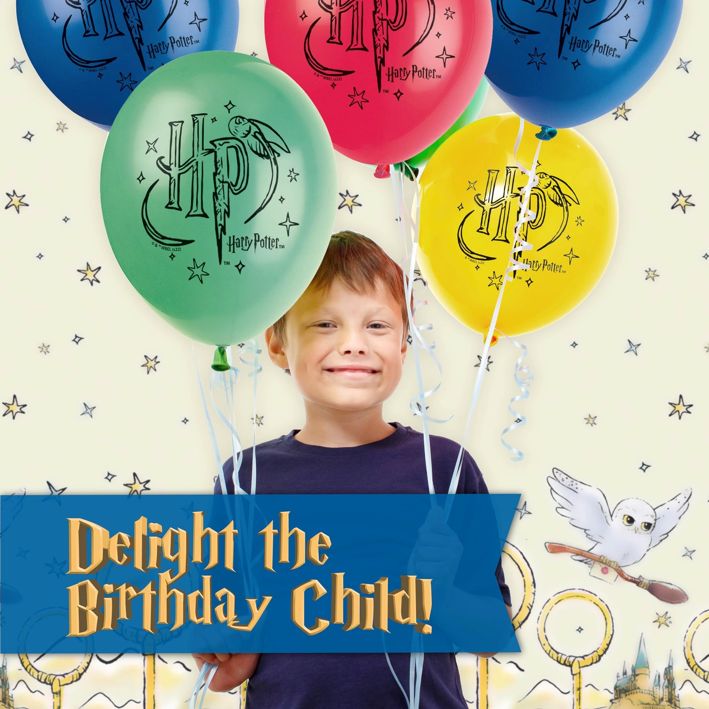 Harry Potter Birthday Decorations | Officially Licensed | Serves 16 | Harry Potter Party Decorations with Balloons, Tablecloth, Banner, Plates, Napkins, Sticker