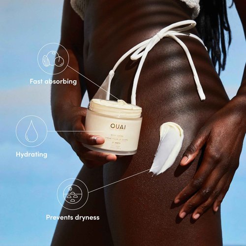 OUAI St. Barts Hair & Body Gift Set - Tropical-Scented Body Care for Women & Men - Includes Full Size Hydrating Body Cream & Travel Size Hair and Body Mist (2 Count)