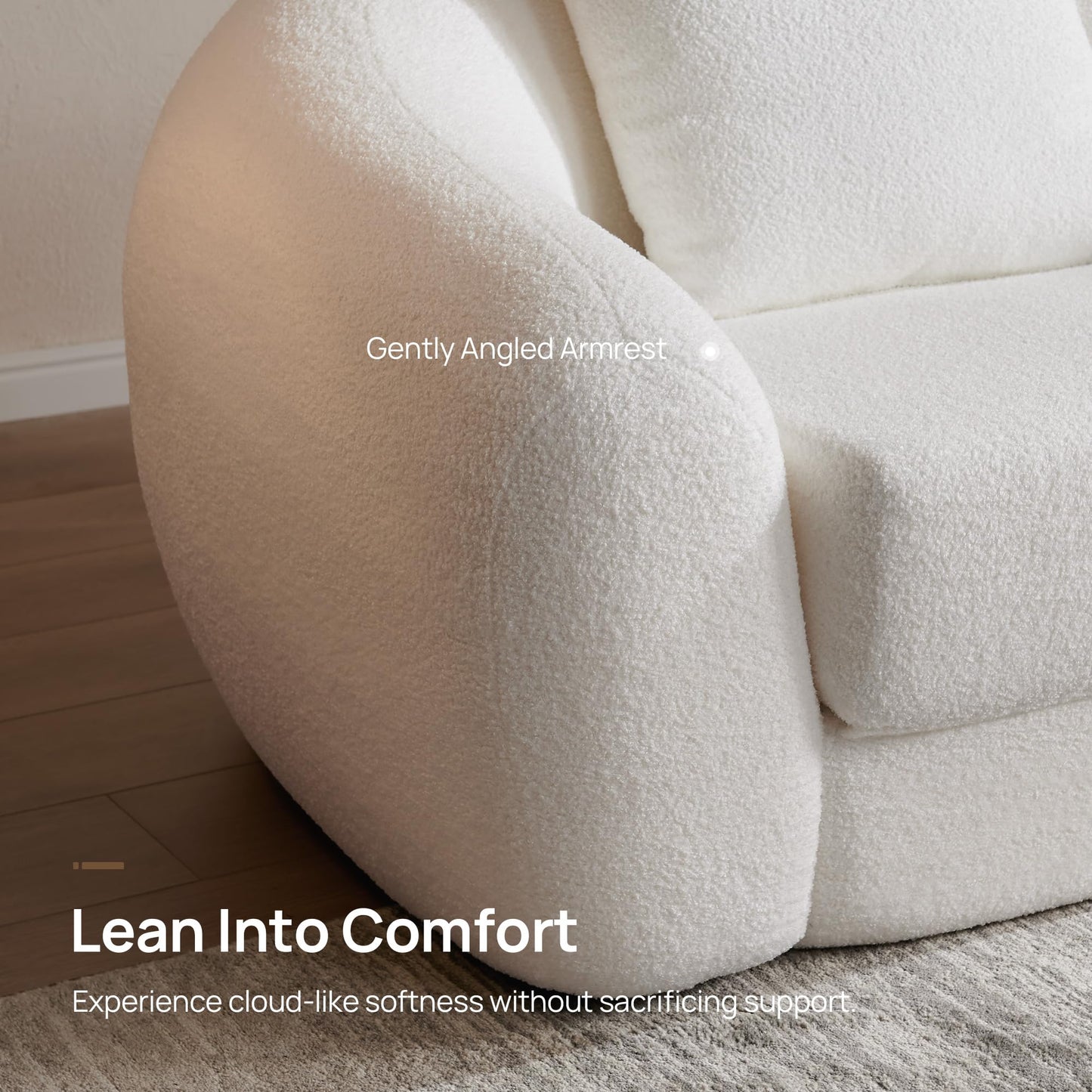 SICOTAS Sofa Couch Bed for Living Room Futon Cloud Boneless Sleeper Chair Pull Out Convertible Floor Couch in a Box with Deep Seet Single Sofa Foam Lounger No Assembly for Bedroom Apartment, White