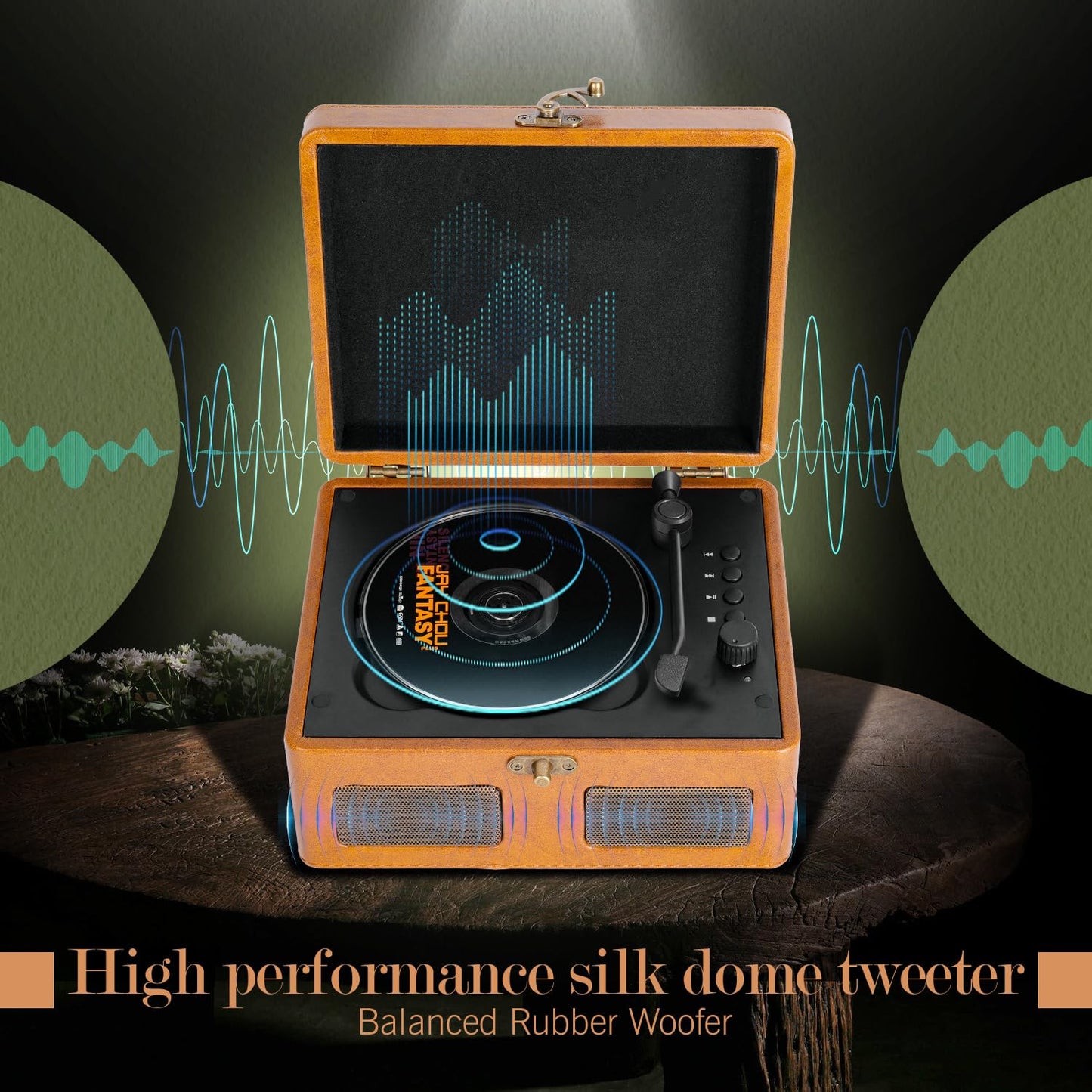 Retrobeat Time Vintage Portable Music Box - Cd With Speakers, Bluetooth Transmitter, Rechargeable, Usb/Aux, Multi-Mode Gift(Brow
