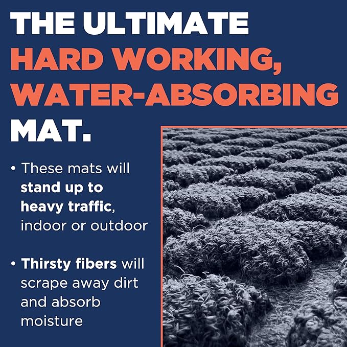 MATSINC Artisan Entry Front Door Mat - Rubber Back Indoor or Outdoor Mat with Quadra Foil Design, Water Absorbing Welcome Front Door Mat Outside Entrance, Made in The USA, 2' x 3'(Blue)