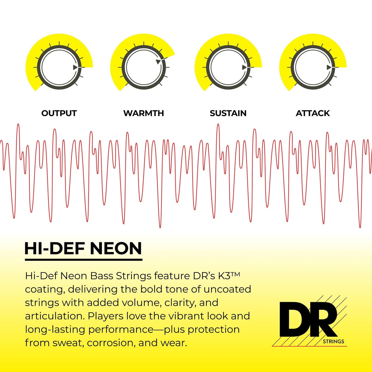 Dr Strings Hi-Def Neon Bass Guitar Strings (Nob6-30)