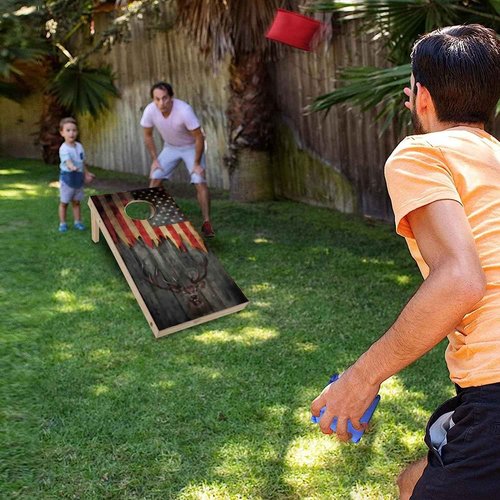 Fubgrly Solid Wood Premium Elk Cornhole Set, 4 Feet x 2 Feet Game Boards, Includes 8 Corn Hole Toss Bags, Classic Cornhole Set