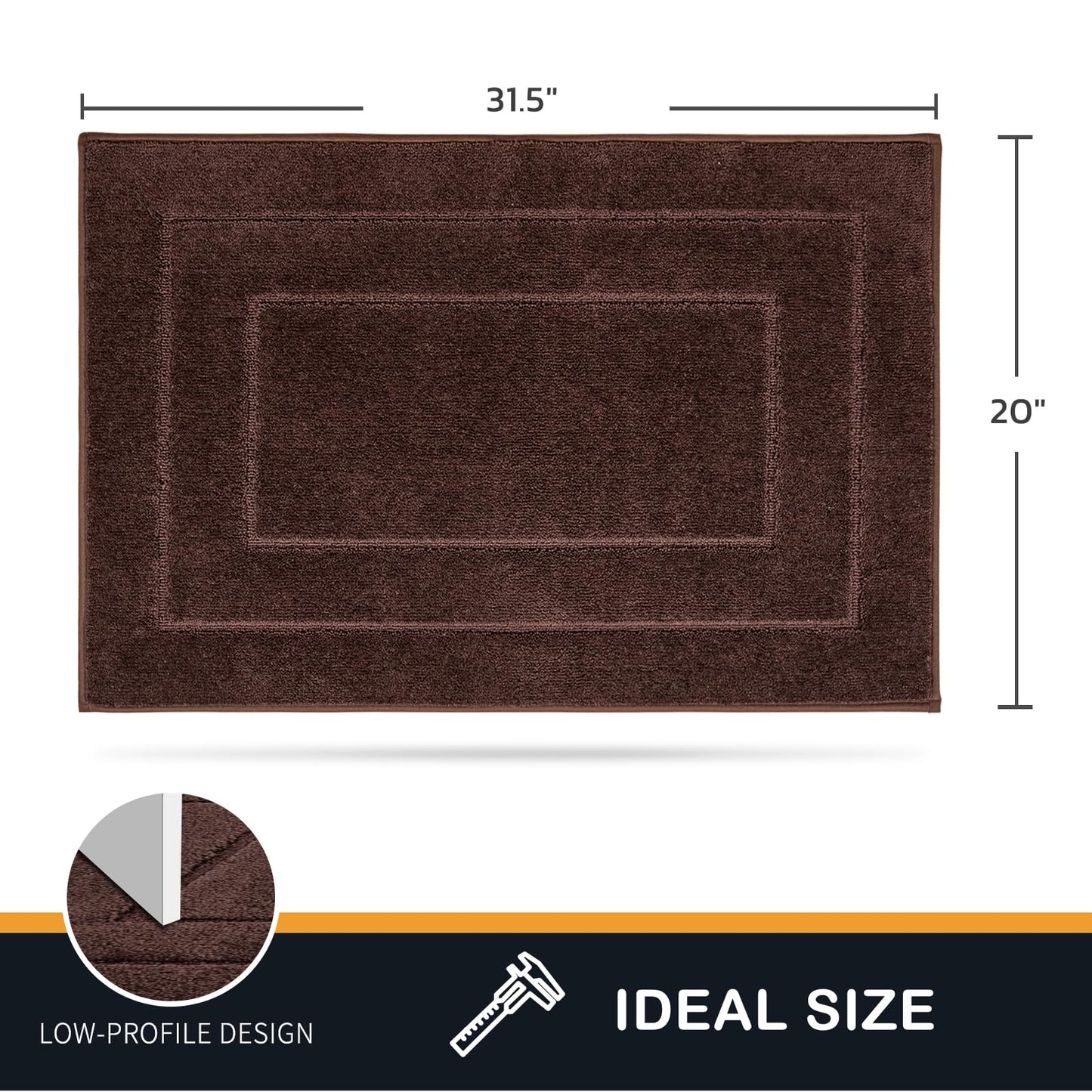 PURRUGS Dirt Trapper Door Mat 20" x 31.5", Non-Slip/Skid Machine Washable Entryway Rug, Dog Doormat, Super Absorbent Welcome Mat for Muddy Wet Shoes and Paws, Brown