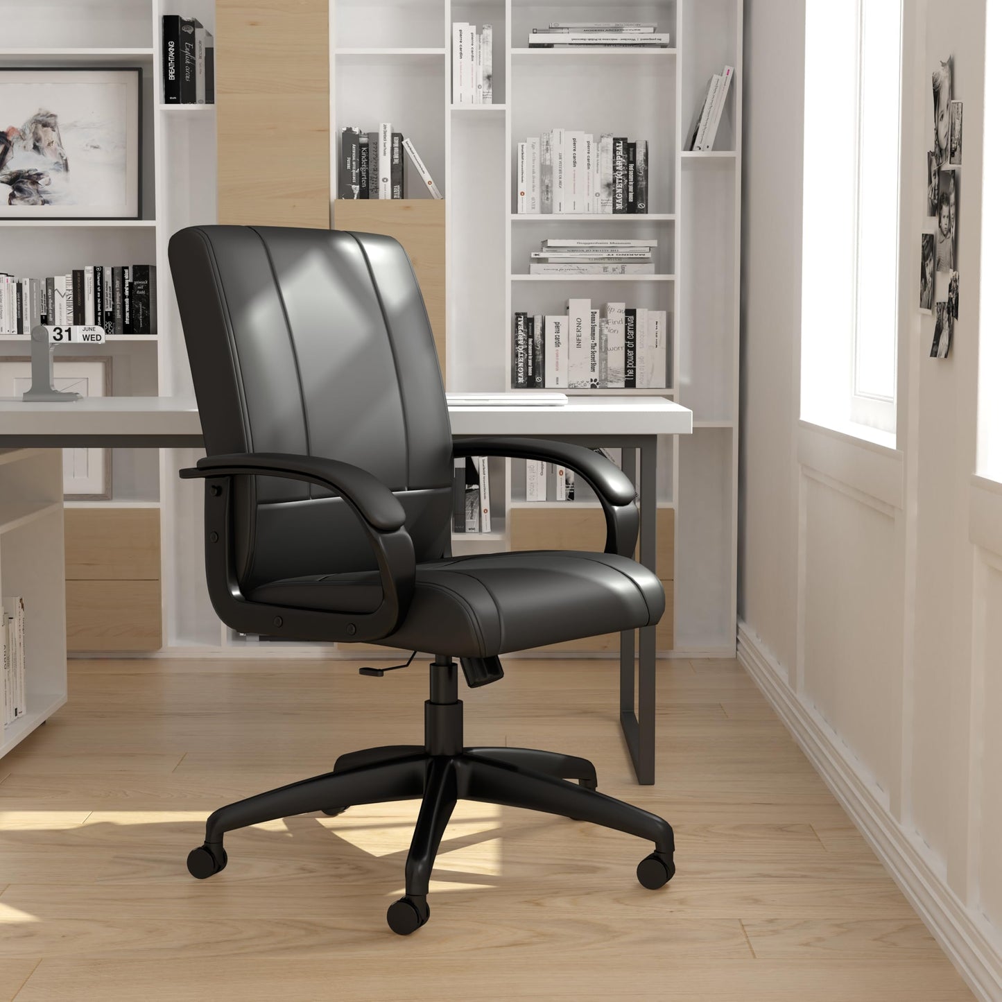 Boss Office Products Caressoft Executive Mid Back Chair in Black (B7906)