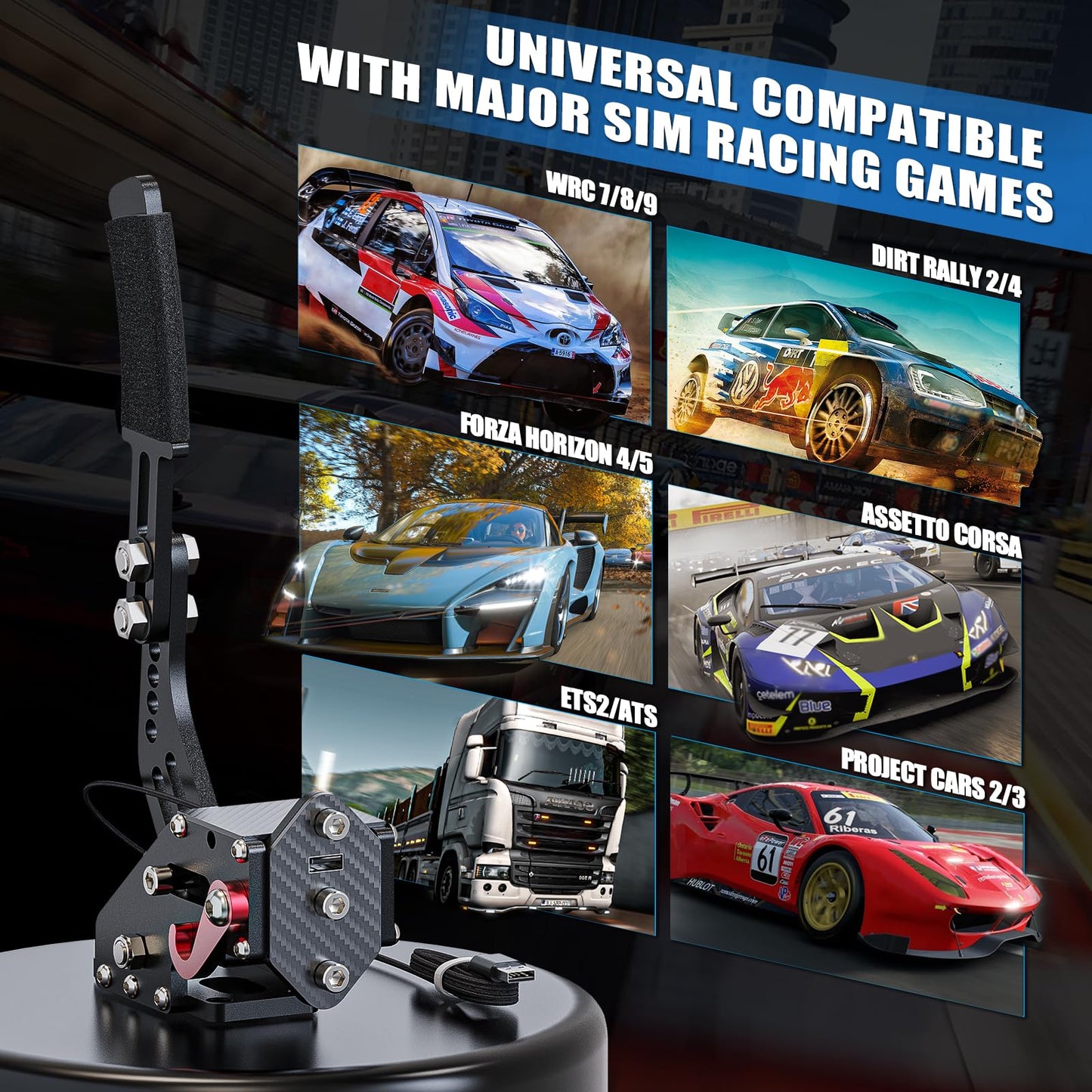 aikeec USB Handbrake Clamp for PC Sim Racing Games G25 G27 G29 T500 FANATECOSW DIRT RALLY Windows，Compatible with G920 only for XBOX Series X/S Black
