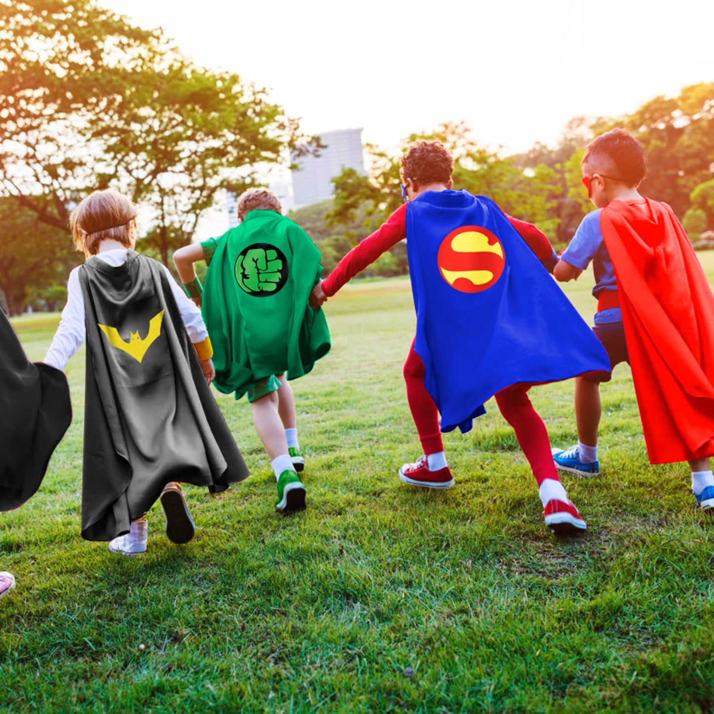 Mizzuco Dress Up Capes for Kids Superhero Cloak with Mask and Waistband Halloween Costumes and Party Dress up(Blue)