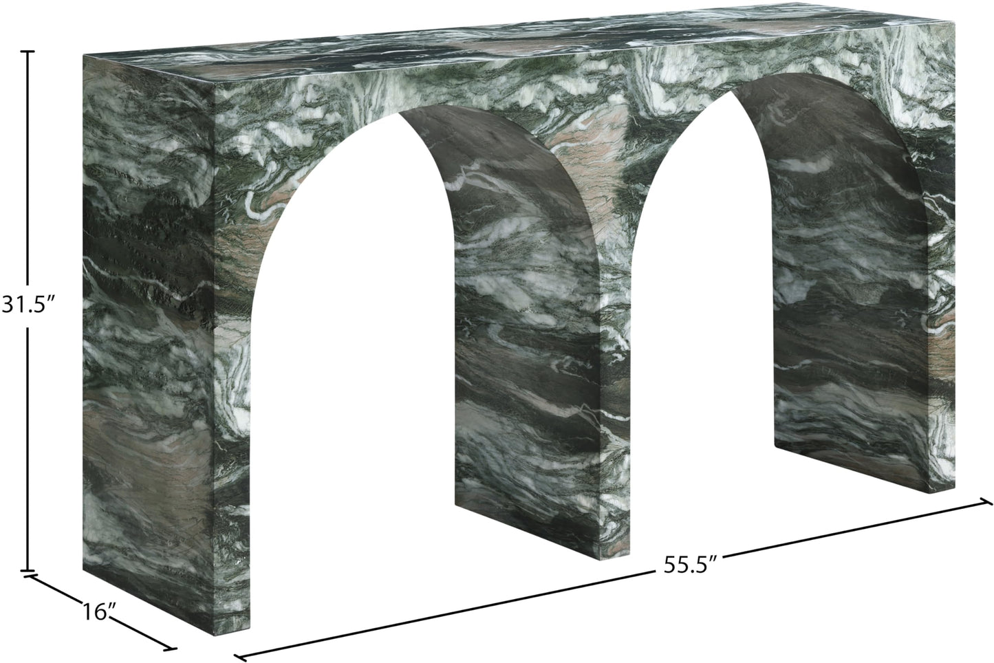 Meridian Furniture Faenza Green Marble Finish Console Table