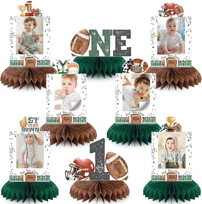 First Year Down Birthday Party Decorations, Football Birthday Party Decorations Honeycomb Centerpieces for Table, Football...