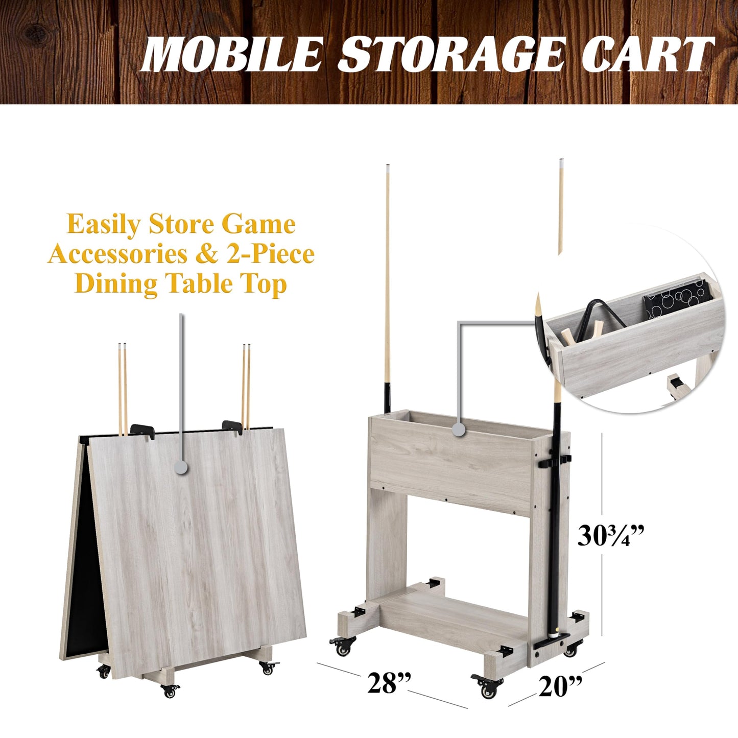 Barrington Billiards Monteray 7’ Drop Pocket Pool Table, 3-in-1 Dining Top & Table Tennis with Game Accessories & Rolling Storage Caddy, Perfect for Family Game Rooms