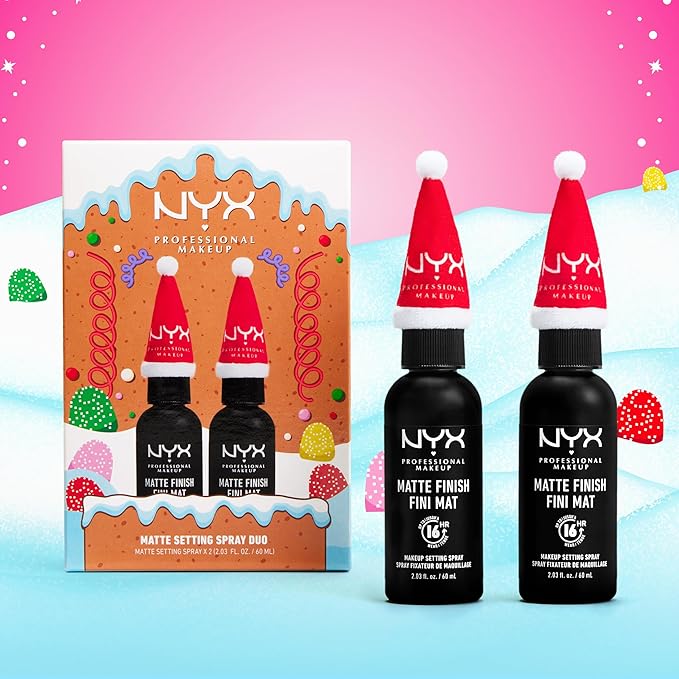 NYX PROFESSIONAL MAKEUP Makeup Setting Spray Duo Holiday Gift Set - Matte Finish, Long-Lasting Face Mist for up to 16HR Wear, Vegan Formula