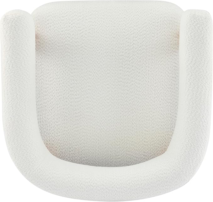 Christopher Knight Home Carly Low Profile Accent Chair, Round Backrest Side Chair, Living Room Armchair with Boucle Fabric Cushion, Comfy Reading Chair for Bedroom, Wooden Single Lounge Sofa, White