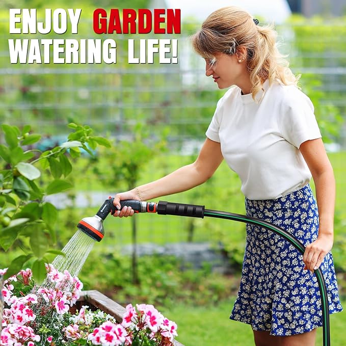 Heavy Duty Garden Hose 50ft, NON-EXPANDABLE Flexible Water Hose, Kink Resistant Lightweight Hybrid Hose, Leakproof Hose Male to Female Fittings