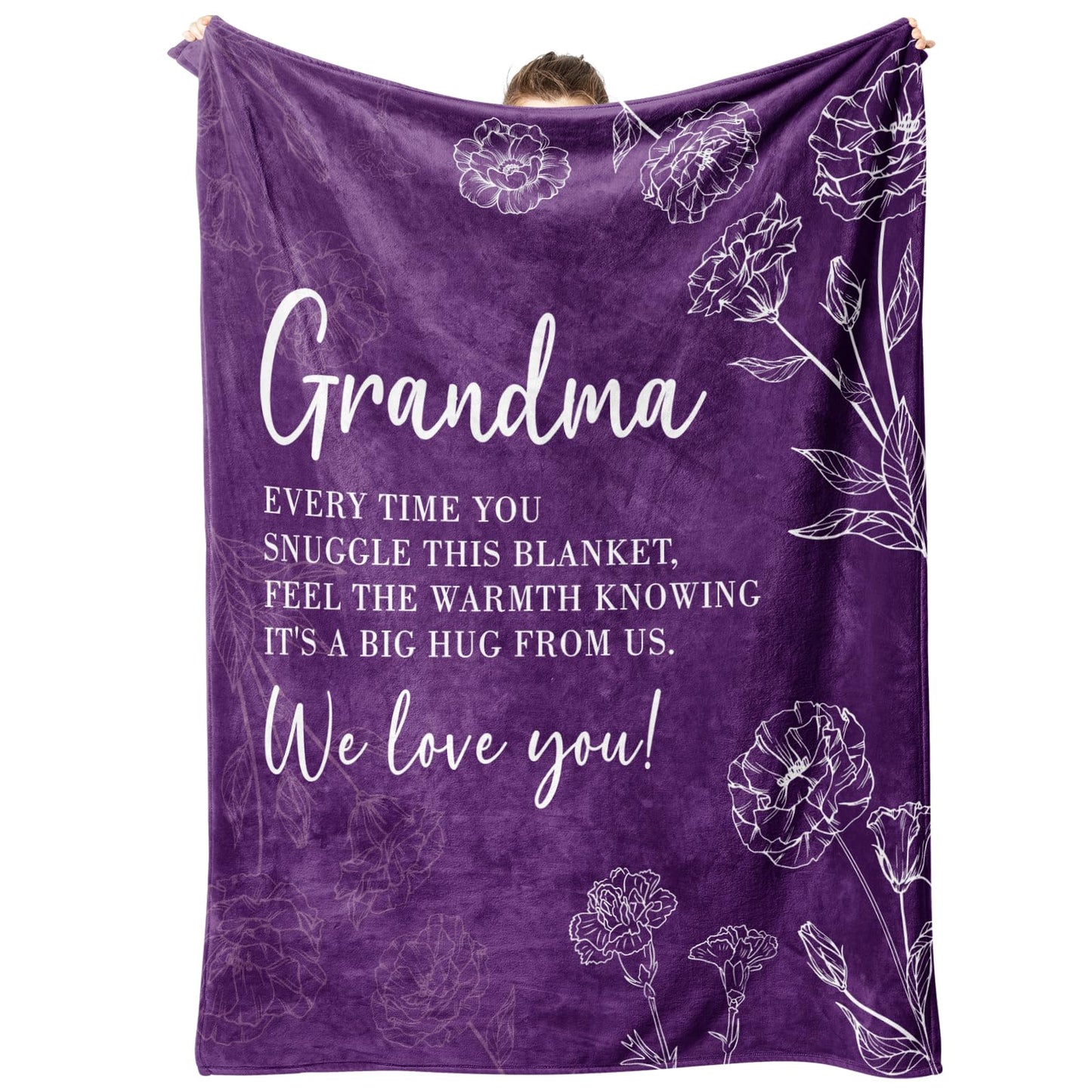 Grandma Gifts, Gifts for Grandma Blanket, Grandmas Birthday Gift from Grandkids, to My Grandmother Throw Blanket 50" x 60", Purple