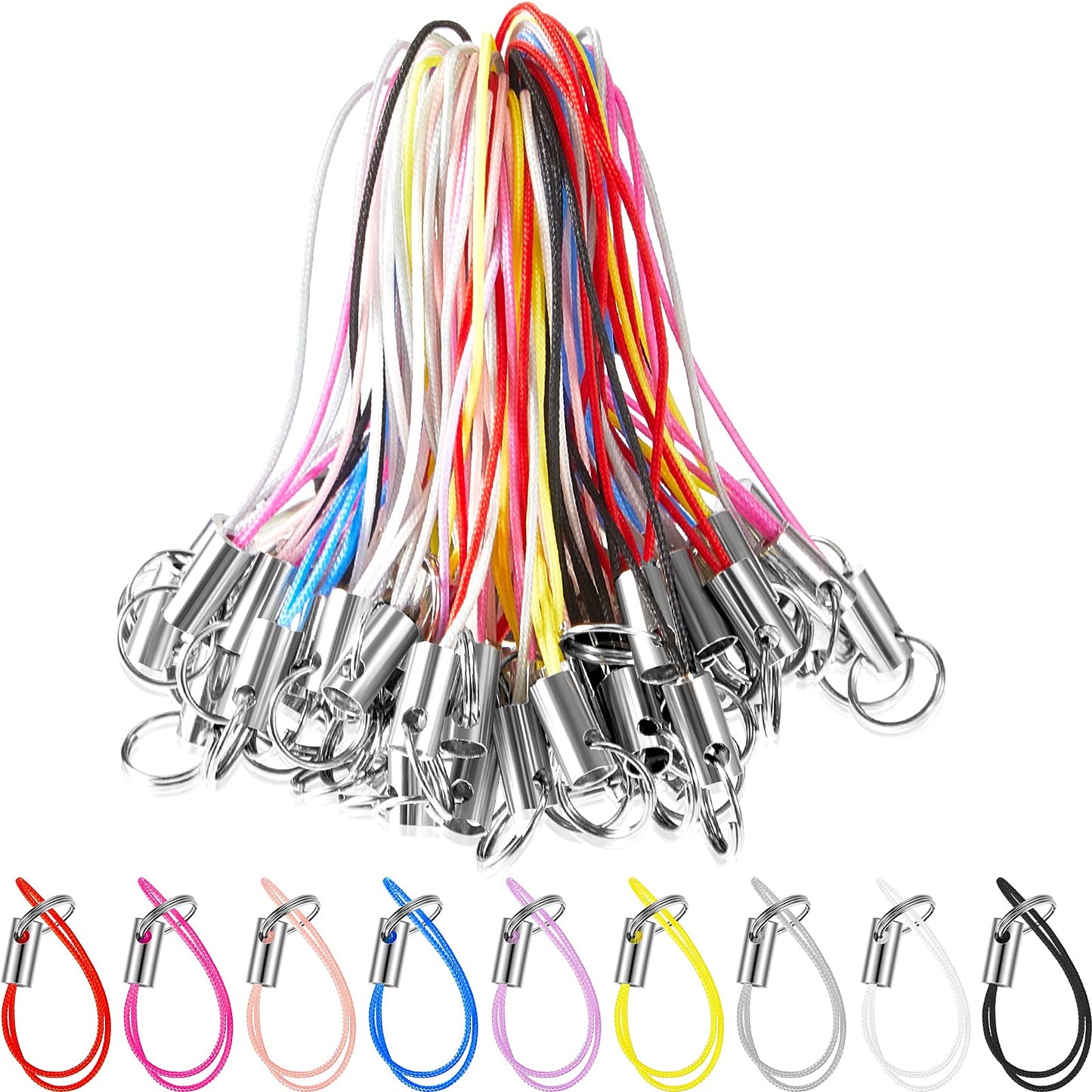 Frienda 200 Pcs Cell Phone Charm Straps Usb Drive Lanyard Phone Ring Strap For Charm Usb Drive Keychain Diy