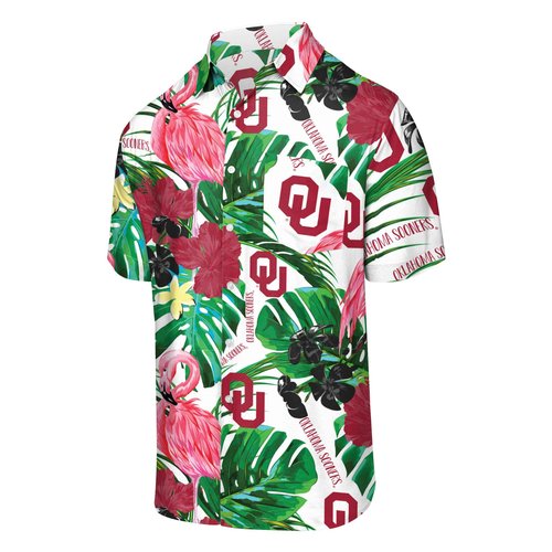 FOCO Oklahoma Sooners NCAA Mens Flamingo Button Up Shirt - XX-Large