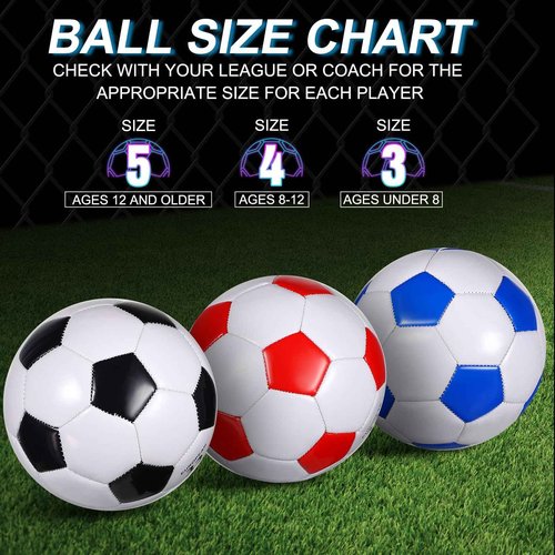 Libima 12 Pcs Soccer Balls with Pump Official Size 3/4/5 Soccer Ball Bulk for Child Adult School Sport Training Practice Christmas Operation(Size 4,Red, Blue, Black)