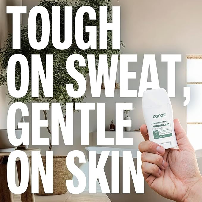 Carpe Underarm Antiperspirant and Deodorant, Clinical strength antiperspirant with all-natural eucalyptus scent, Combat excessive sweating and stay fresh. Great for hyperhidrosis (Pack of 3)