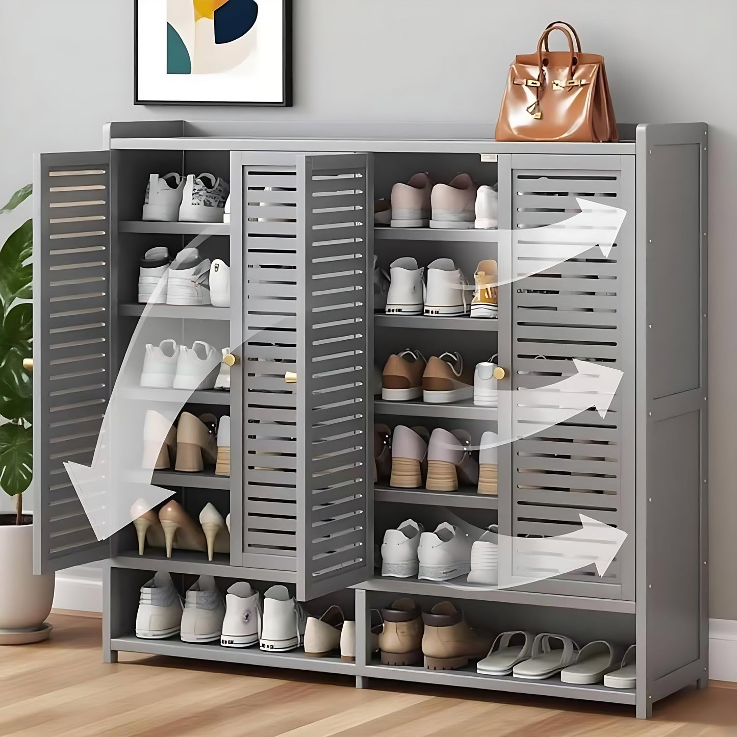 njawnn 7-Tier Shoe Cabinet with Doors, 36-41 Pairs Large Shoe Storage Cabinet, Freestanding Shoe Rack for Entryway, Hallway, Bedroom, Closet, Living Room