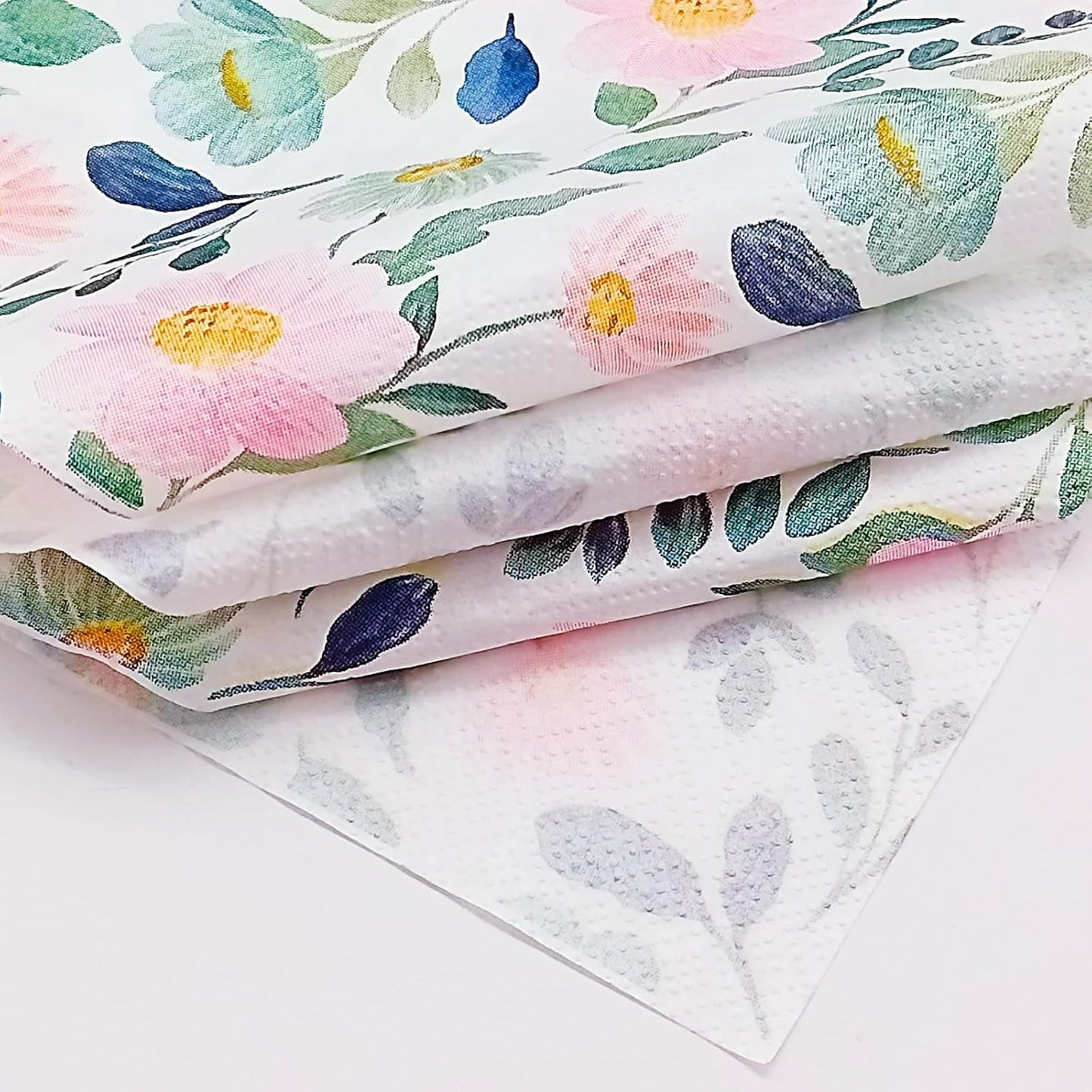 Paper Napkins 80 Pack 2 Ply Floral Beverage Luncheon Dinner Paper Napkins Flower Print Disposable Napkins for Wedding Anniversary Celebrations, 6.5X6.5 Inches Folded