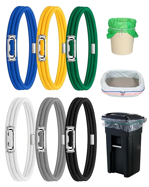 Garbage Can Bands Cord Lord Design Adjustable Large Trash Can Rubber Bands Fits 8-33 Gallon Trash Cans Multifunction Bands Litter Box Bands for Kitchen Tables Picnic Party