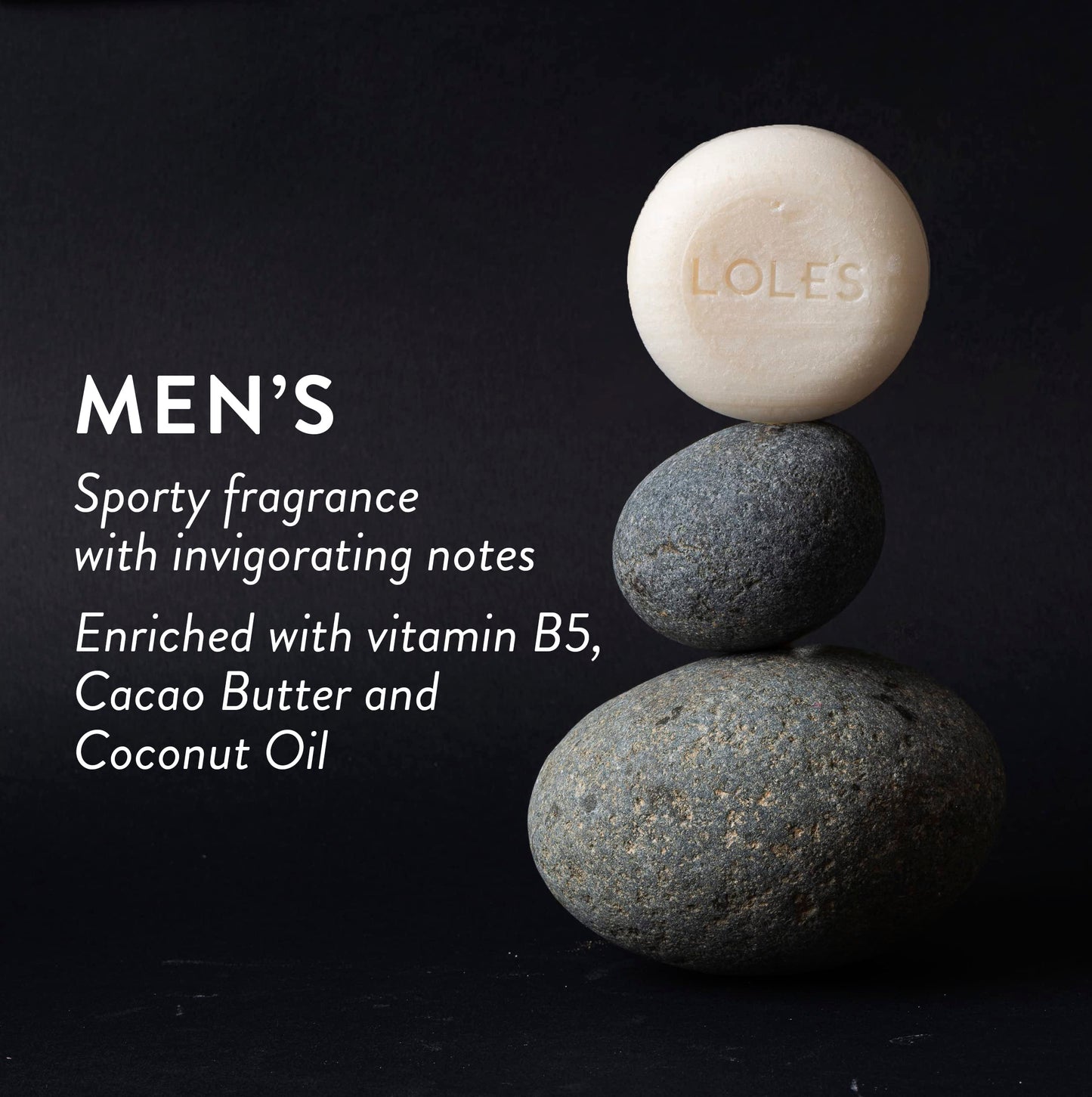 LOLE'S Shampoo Bar and Conditioner, 2in1 Men's Care for Cleaning Hair, Body and Beard, Coconut Scent, 99% Natural Origin, Sustai