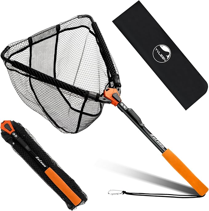 YVLEEN Floating Fishing Net Fish Landing Net - Upgraded Design Foldable & Lightweight Freshwater Fishing Landing Net, Ultr...