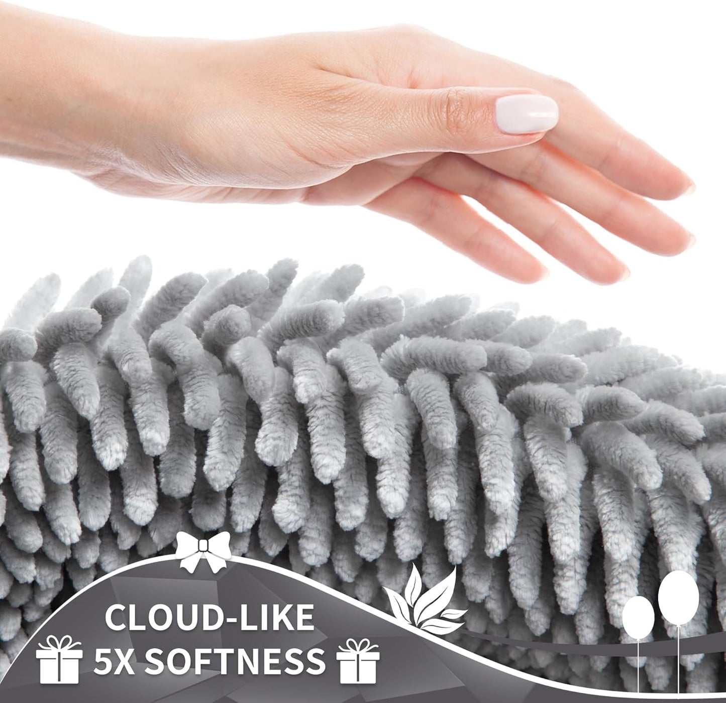 Yimobra Chenille Bathroom Rugs Non Slip, Extra Thick Soft Absorbent Bath Rug 31.5x20 Inch, Machine Washable Quick Dry Bath Mat for Bathroom Floor, Tub and Shower, Home Decor Accessories, Light Grey
