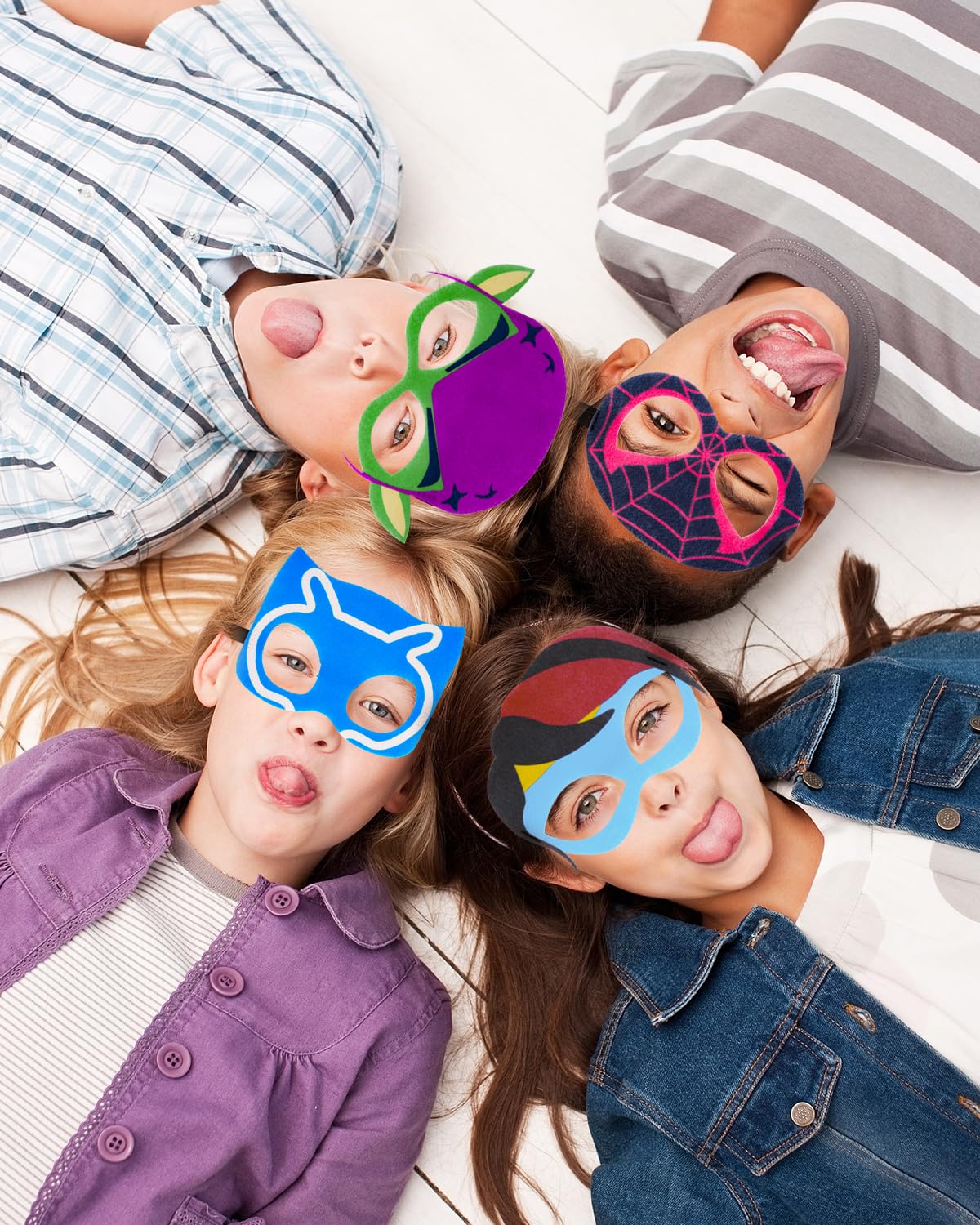 Jolumros Superhero Masks Party Favors for Kids, 16 Packs Kids Super Hero Costumes Party Masks Birthday Gift Halloween Cosplay Felt Mask Superhero Partys Supplies Favors Decorations