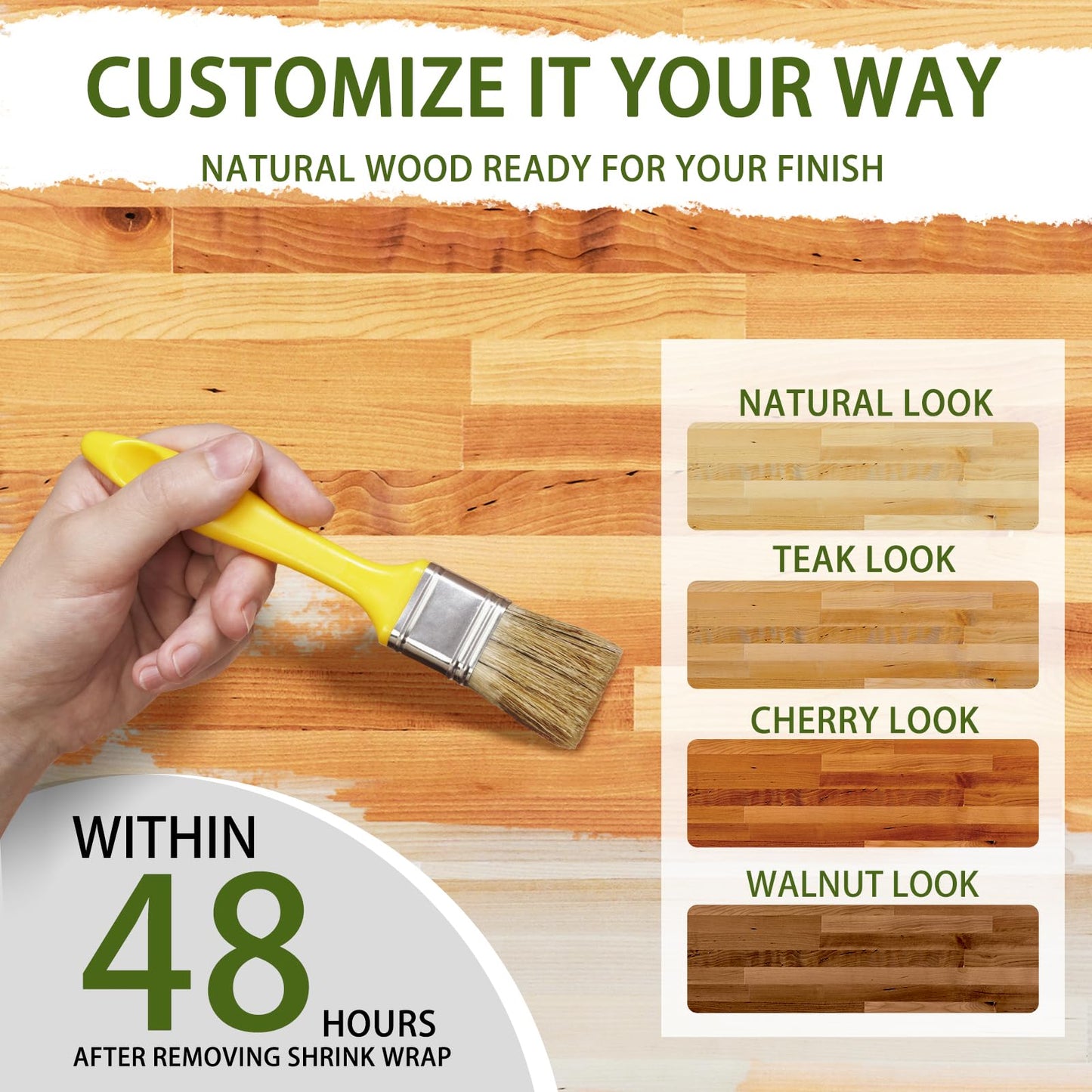2.5ft Butcher Block Countertop– 30"x25" Solid Birch Wood DIY Countertop, Durable Counter Table Tops for Kitchen Island, Bar, Workshop, Laundry Counters Dining Room Tables 1.5" Thick