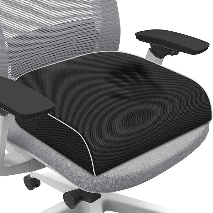 SweetSlubr Seat Cushion for Tailbone Pain Relief, Office Chair Cushion, Memory Foam Large Chair Cushion with Non-Slip Cove...