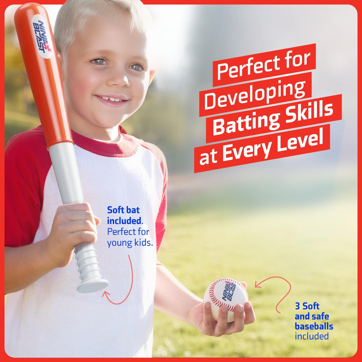 Tee Ball Set for Kids - 4 Year Old Boy Birthday Gift - Baseball Batting Tee for Kids - T Ball Set for Toddlers 3-5, 4-6 - Tball Toys for Ages 3 4 5 6 Year Old Boy - Toddler Outdoor Toys, Baseball Tee