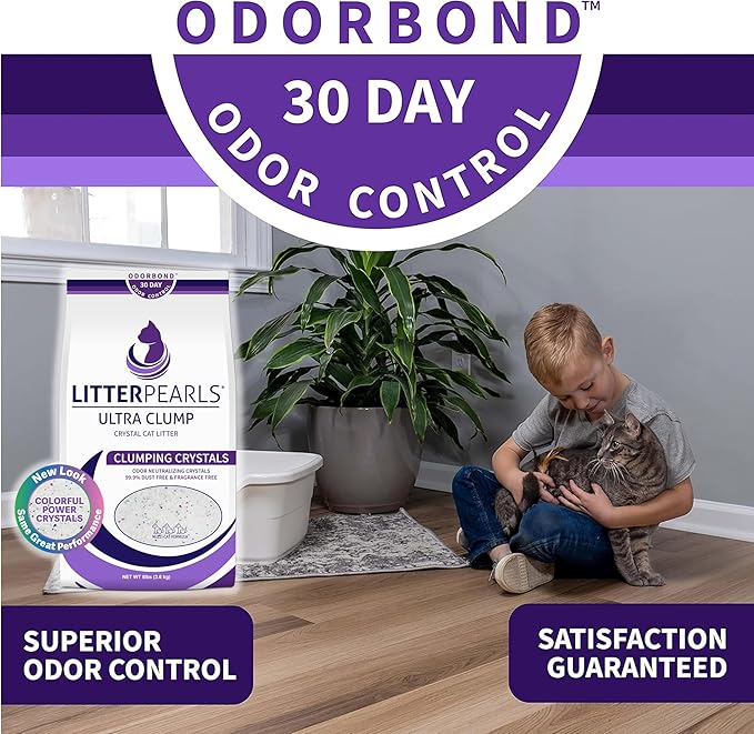 Litter Pearls Ultra Clump Unscented Crystal Clumping Cat Litter with Odorbond, 8 Pounds