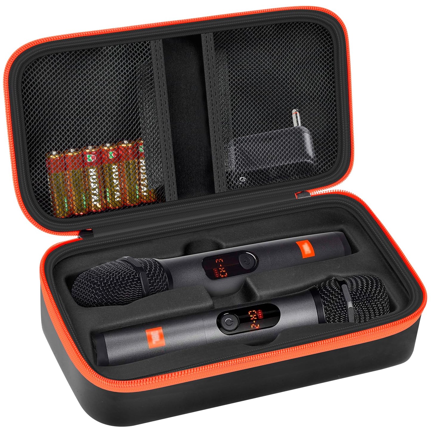 Againmore Wireless Microphone Case Compatible with JBL Wireless Two Microphone System, Handheld Dual Mic Travel Bag for Singing
