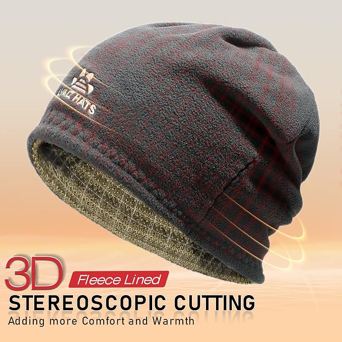 Lvaiz Mens Winter Beanie Hat Warm Fleece Lined Skull Cap for Men Reversible Women Windproof Watch Hat Knit Warm Unisex Beanie