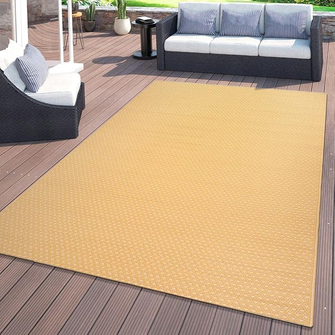 Rugshop Elba Contemporary Plaid Reversible Crease-Free Waterproof Premium Recycled Plastic Outdoor Rugs for Patio,Backyar...