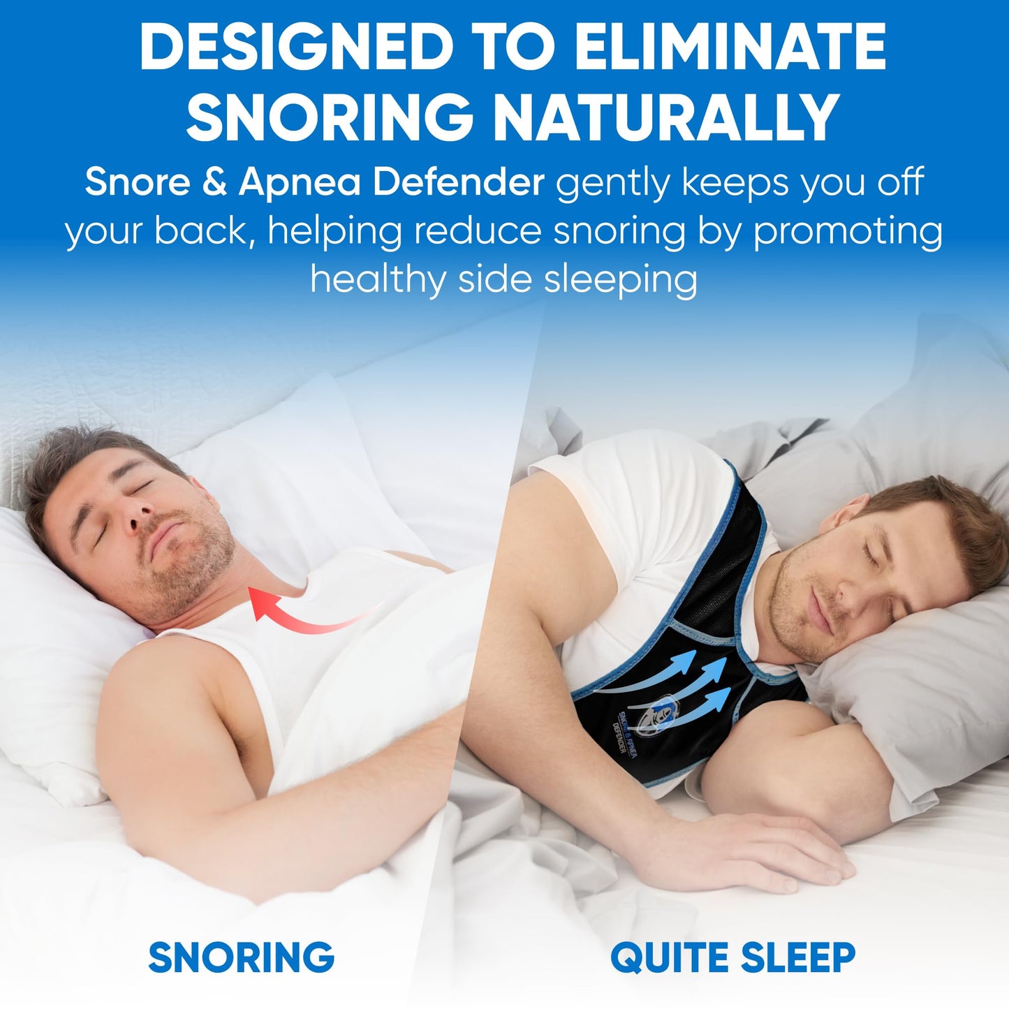 Snore & Apnea Guard - Anti Snoring Sleep Position Trainer for Sleeping On Your Side and Improving Quality of Sleep, Adjustable Sleep Positioner Vest, Prevent Back Sleeping and Promote Side Sleeping